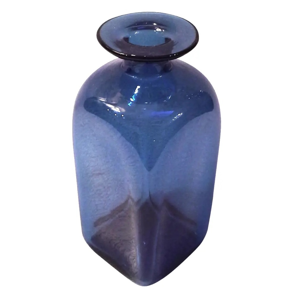 Mid-Century Holmegaard Blue Vase Jacob Bang 1960s